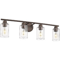 Emliviar 4-Light Modern Vanity Light For Bathroom, 31 Inch Restroom Light Fixture With Fluted Ripple Glass Shade, Oil Rubbed Bronze Finish, Ye295B-4W Orb