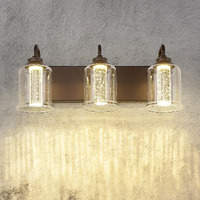 Zeyu 3-Light 15W Led Vanity Light With Crystal Bubble, 20.5 Inch Bathroom Vanity Light Fixtures With 5 Colors Modes, Oil Rubbed Bronze Finish With Clear Glass, Zsl72B-3W Led Orb-1