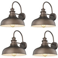 Bestshared Outdoor Farmhouse Barn Lights, 11.5    Dome Medium Outdoor Wall Barn Lighting, Industrial Wall Sconces, Exterior Wall Lighting Fixture (4Pack, Oil Rubbed Bronze+White)