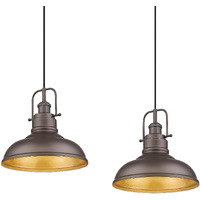 Zeyu 2 Pack Farmhouse Pendant Light Fixtures, 11-Inch Ceiling Hanging Light Fixtures For Kitchen Dining Room, Oil Rubbed Bronze Finish, 016-1-2Pk Orb