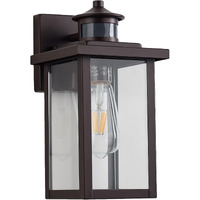 Acland Oil Rubbed Bronze Motion Sensor Outdoor Wall Light Fixture, Dusk To Dawn Exterior Light Sconce With Clear Water Glass, Outside Light For House Entryway Porch