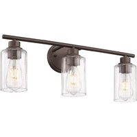 Emliviar 3-Light Farmhouse Vanity Lights For Bathroom, Oil Rubbed Bronze Bath Wall Light With Fluted Ripple Glass, Ye295B-3W Orb