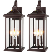 Roravilila 2-Pack 23    Dusk To Dawn Outdoor Light Fixtures Oil Rubbed Bronze 3-Light, Extra Large Exterior Lighting Photocell Sensor Vintage Brown Outdoor Wall Lanterns Porch Lights Garage, E12