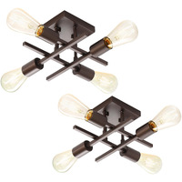 Eidonta Industrial 4-Light Semi Flush Mount Ceiling Light Fixture, Modern Oil Rubbed Bronze Chandelier Lighting, Farmhouse Sputnik Ceiling Lamp With E26 Bulb Base For Living Room Hallway, 2 Pack