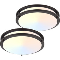 Dakason 2Pack Led Flush Mount Ceiling Light Fixture 10    15W, On/Off Switch To Select 3000K/4000K/5000K, Dimmable Ceiling Lamp For Kitchen, Living Room, Hallway, Oil Rubbed Bronze