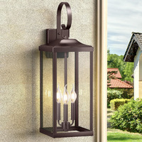 Yolsunes 24"" Extra Large Outdoor Wall Light For House, Oil Rubbed Bronze 3-Light Waterproof Exterior Porch Lamp Wall Mount, Modern Outside Wall Sconce Coach Light Brown, E12, 1-Pack