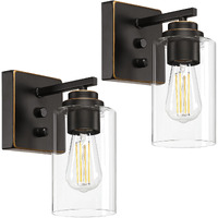 Loyareal Wall Sconces Set Of Two, Oil Rubbed Bronze Wall Scone With Switch, Bedside Wall Lamps, Sconces Wall Decor Set, Bedroom Sconces Set, Modern Bathroom Light Fixtures With Clear Glass Shade
