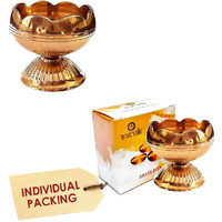 Craftsman 2 Pc Pure Virgin Brass Diwali Puja Jyoti Diya Indian Pooja Oil Lamp Dia Deepawali Diya/Oil Lamp/Candle Tea Light Holder/Diwali Decoration. Indian Gift Items