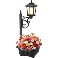 Melunar Outdoor Flower Pots 2 In 1, Solar Post Lamps Waterproof, Solar Lamp Post Lights, Outdoor Decorative Lamp For Garden, Patio, Front Porch, Back Door, Warm White. (Flower Pots Included)
