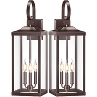Yolsunes 2 Packs 24"" Extra Large 3-Light Outside Wall Light Fixture, Oil Rubbed Bronze Outdoor Porch Lantern Wall Mounted, Waterproof Modern Brown Outside Wall Sconce Coach Lamp For House, E12