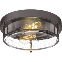 Cargifak 12-Inch Flush Mount Ceiling Light, Modern Farmhouse Style With Bubble Glass Shade, Oil Rubbed Bronze Finish, Ideal For Living Room, Bedroom, Or Dining Room - Model Ckcl4822-2W-Sgorb