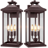 Venzblomia 20"" Oil Rubbed Bronze Outside Lighting For House 3-Light, 2 Pack Brown Large Vintage Outdoor Sconce Lights Porch Patio Lights Wall Mount, Waterproof Exterior Carriage Lamps, E12