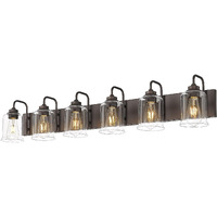 Zeyu 44 Inch Farmhouse Bathroom Vanity Lights, 6-Light Bathroom Light Fixtures With Clear Glass Shade, Oil Rubbed Bronze Finish, Zsl72B-6W Orb
