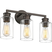 Emliviar 3-Light Oil Rubbed Bronze Vanity Light, Farmhouse Bronze Bathroom Light Fixture With Clear Glass Shade, Yce253B-3W Orb