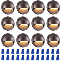 Btnhplite Led Low Voltage Deck Lights 3.74 Inch Landscape Lighting Fence Light 2700K 180Lm 12-24V Ac/Dc Aluminum Oil Rubbed Bronze Outdoor Step Lights 2.5W Ip65 With Wire Nuts 4Ft Corded, 12 Pack
