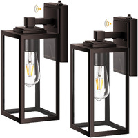 Vianis 2 Pack Large Dusk To Dawn Exterior Garage Lighting Fixtures, Oil Rubbed Bronze Porch Lights Outdoor Wall Sconce Lantern, Modern Outside House Lights Wall Mount For Front Door, Coach