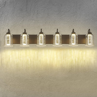 Zeyu 40W 6 Light Bathroom Light Fixtures, 44 Inch Led Vanity Wall Light With 5 Color Modes, Oil Rubbed Bronze Finish With Crystal Bubble And Clear Glass, Zsl72B-6W Led Orb