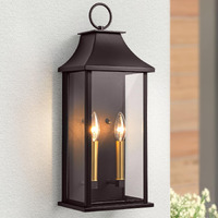 Lawyettle Oil Rubbed Bronze Dusk To Dawn Outdoor Wall Light, 20.6"" Large Outside Wall Sconce Light 2-Light, Modern Exterior Wall Lantern With Glass, Waterproof Outdoor Porch Light For House, Porch