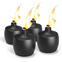 4-Pack Citronella Tabletop Torches, Mqkiwao 21 Oz Table Top Torches For Outdoor, Metal Oil Burner Candles, Garden Torches With Fiberglass Wick For Yard, Patio, Deck, Garden, Party, Landscape
