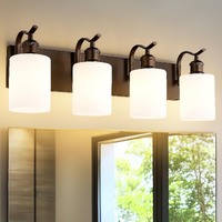 Jazava 4 Light Bathroom Vanity Light, Morden Bathroom Lighting Fixtures Over Mirror Oil Rubbed Bronze Modern Wall Sconce With Milky White Frosted Shade Zcvl01Orbw-4