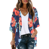 Summer Kimono Cardigan For Women Sheer Light Tops Casual Open Front Swimwear Shirts Beach Cover Ups (Oil Blue,M)