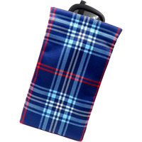 Myeyeglasscase Soft Sunglasses Case - Large Glasses Holder In Microfiber Plaid Print - Xl Squeeze Top Eyeglass Pouch With Cloth - Passport Holder, Smart Phone Case For Men And Women (Ct8 Plaid Blue)