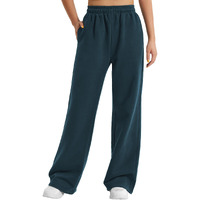 Yeoreo Women's Wide Leg Sweatpants Drawstring Baggy Sweatpants Penny Fleece Lined Lounge Pants With Pockets Oil Blue Xl