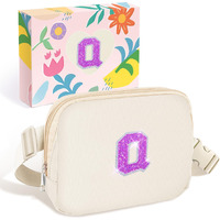 Coshaysoo Initial Letter Fanny Pack For Girls Personalized Christmas Birthday Gifts For 6 7 8 9 10 11 12 Year Old Teen Girl, Girly Fashion Crossbody Purse Belt Bag Preteen Tween Trendy Stuff Ivory Q