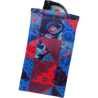 Myeyeglasscase Soft Sunglass Case - Large Glasses Holder In Microfiber Patchwork Print - Xl Squeeze Top Eyeglass Pouch W/Cloth - Passport Holder Smart Phone Case For Men & Women (Ct8 Patchwork Red)