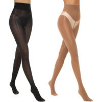 Manzi 2 Pairs Women's Shiny Sheer Pantyhose Gloss Tights High Waist Nylons Silk Smooth Oil Shimmer Stockings Tights Black Brown L-Xl