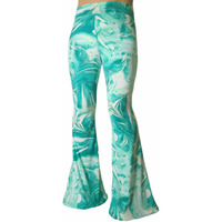 Shopmytrend Smt Women's High Waist Wide Leg Long Bell Bottom Yoga Pants Small Ink&Oil Green