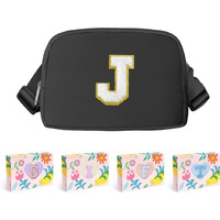 Coshaysoo Black Girls Purse Crossbody Initial Fanny Pack Letter Belt Bag For 6 7 8 9 10 11 12 Year Old Girl Birthday Christmas Gifts Party Favor Presents, Preteen Tween Girly Trendy Stuff Monogram J