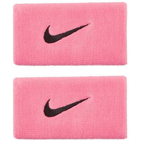 Nike Premier Doublewide Wristabands (1 Pair) - Stetchy, Comfortable Fit - Absorbent Fabric Helps Keep Your Hands Dry. (Pink/Oil Grey)