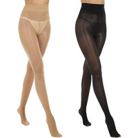 Manzi 2 Pairs Women's Shiny Sheer Tights High Waist Silk Comfort Stockings Oil Shimmery Nylons Pantyhose Black And Natural L-Xl