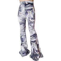 Shopmytrend Smt Women's High Waist Wide Leg Long Bell Bottom Yoga Pants Medium Ink&Oil