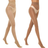 Manzi 2 Pairs Women's Shiny Sheer Pantyhose Gloss Tights High Waist Nylons Silk Smooth Oil Shimmer Stockings Tights Natural Brown S-M