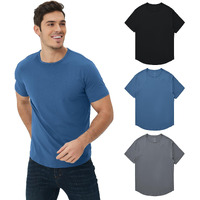 Netdraw Men's Ultra Soft Bamboo Viscose T-Shirt Curve Hem Lightweight Cooling Short Sleeve Casual Basic Tee Shirt, Black/Oil Grey/Denim, Lt
