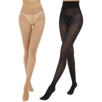 Aaronano Shiny Pantyhose For Women High Waist Silk Oil Shimmer Sheer Tights 1 Pairs Black And 1 Pairs Natural S-M