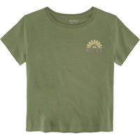 Roxy Girls' Short Sleeve Boyfriend Fit Logo Tee, Crew Neck Graphic T-Shirt, Soft & Comfortable, Oil Green Mosaic, 7