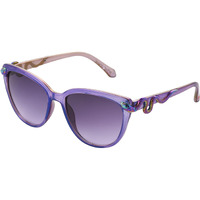 Betsey Johnson Women's Serpentine Sunglasses Cateye, Purple Crystal With Oil Slick Snakes, 56Mm