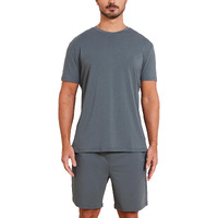 Netdraw Men's Ultra Soft Bamboo Viscose Pajama Sets Lightweight Comfy Lounge Sleep Short Sleeve Pjs Sleepwear, Oil Grey, Large