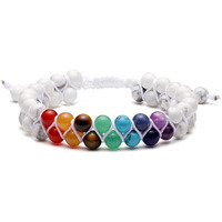 Top Plaza 7 Chakra Bracelet Natural White Turquoise Beads Bracelets Aromatherapy Essential Oil Diffuser Bracelet Stress Relief Anxiety Bracelets For Women Men