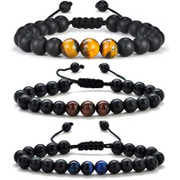 Mens Womens Gifts: Mens Yoga Bracelet - Natural Black Lava Rock Stone, Adjustable Aromatherapy Essential Oil Diffuser Bracelet For Men Womens Grandparents