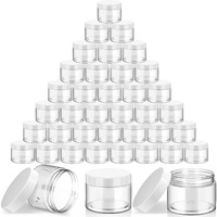 Satinior 36 Pieces Plastic Jars With Lids Round Leak Proof Airtight Container Cosmetic Small Empty Jars For Lotions Ointments Travel Toiletries Creams Make Up Storage(4 Oz,White)