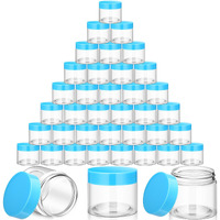 Satinior 36 Pieces Plastic Jars With Lids Round Leak Proof Airtight Container Cosmetic Small Empty Jars For Lotions Ointments Travel Toiletries Creams Make Up Storage(4 Oz,Blue)