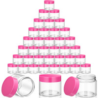 Satinior 36 Pieces Plastic Jars With Lids Round Leak Proof Airtight Container Cosmetic Small Empty Jars For Lotions Ointments Travel Toiletries Creams Make Up Storage(2 Oz,Pink)