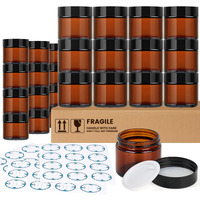 Qeirudu 2 Oz Small Amber Glass Jars With Black Lids, 24 Pack Empty Glass Cosmetic Jars With Inner Liners And Labels For Storing Lotions, Ointments, Creams, Candles