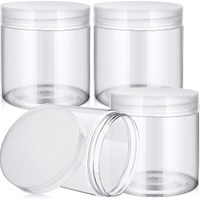 Satinior 24 Pieces Empty Clear Plastic Jars With Lids Round Storage Containers Wide Mouth For Beauty Product Cosmetic Cream Lotion Liquid Butter Craft And Food (Clear Lid,16 Oz)