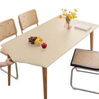Huierxun Pu Stretch Fitted Rectangle Tablecloth With Elastic Edge 28 X 47 Inch Waterproof Oil Proof Table Cloth Wipeable Table Cover For Indoor Outdoor Furniture Protect (Beige,28""X47"")