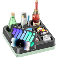 Couch Cup Holder Tray Silicone Couch Cup Holder Pillow Sofa Bed Caddy Organizer Sofa Drink Holder No Spill Portable Snack Caddy Bed Tray Remote Holder Sofa Storage For Phone Tab Pen Key Beverage Green